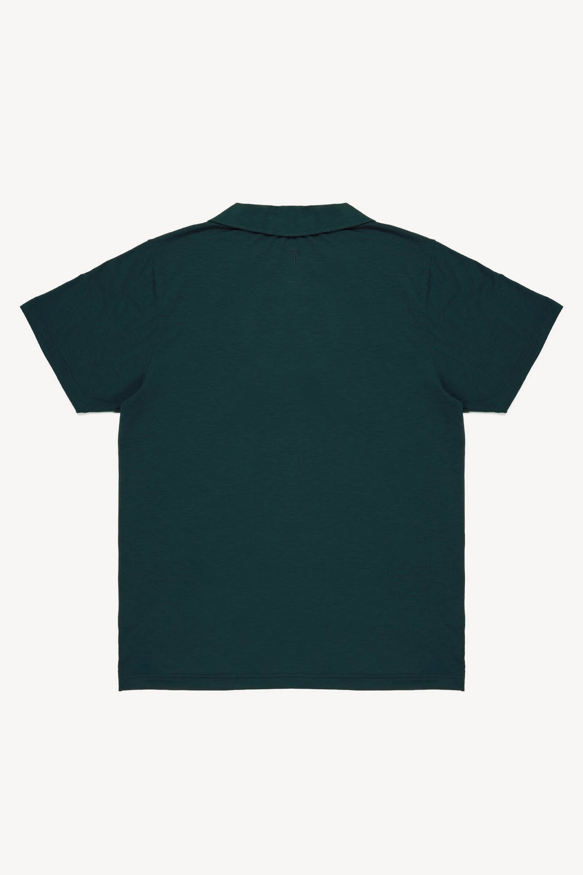 Dark green cashmere cuban collar polo shirt on a white background