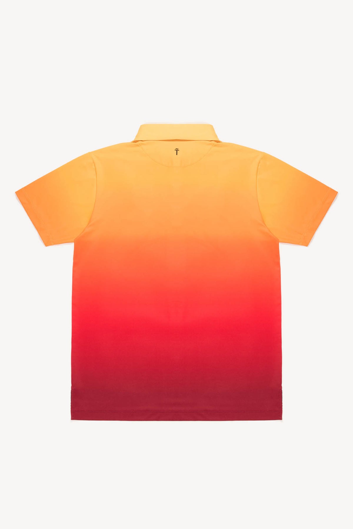 Orange to red gradient polo shirt on a white background