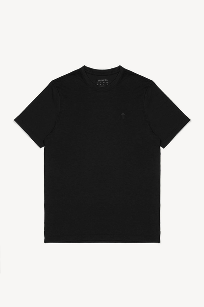 Black cashmere t-shirt on a white background