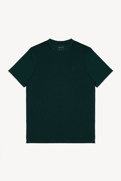 Dark green cashmere t-shirt on a white background