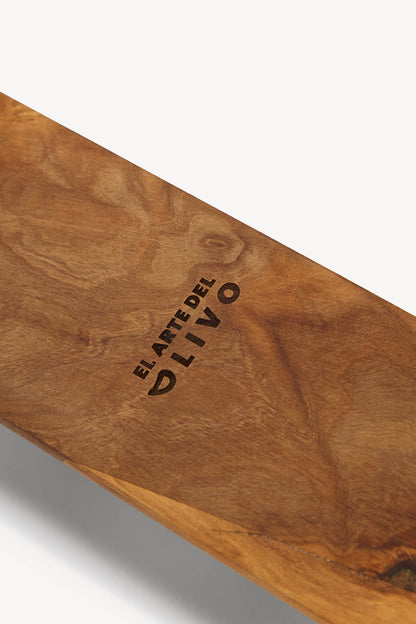 Luxury handcrafted olive wood ball display, with 'El Arte del Olivo' collaboration branding. holds 5 golf balls 