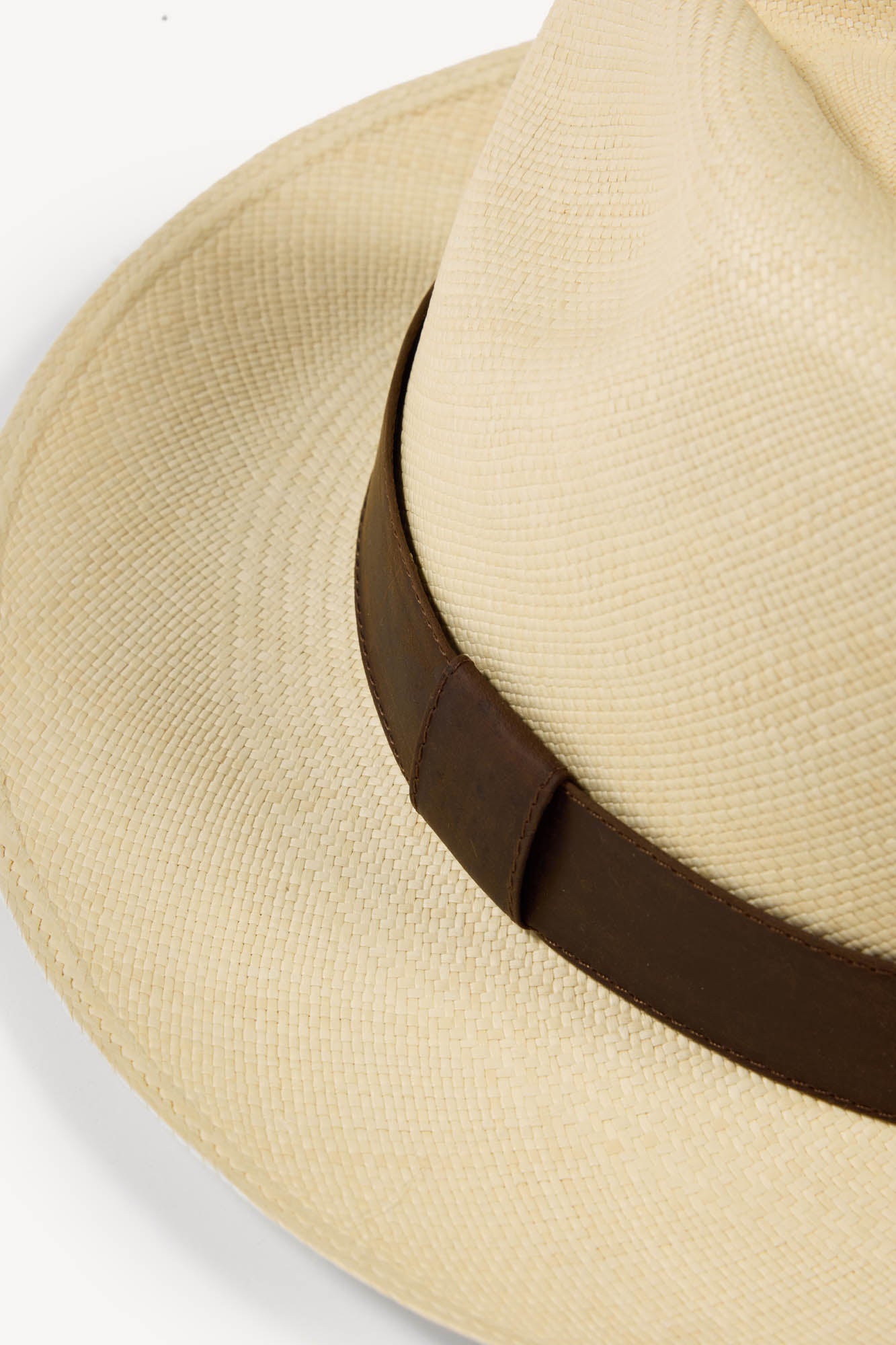 Hand-Woven Classic Panama Hat w/Leather Band