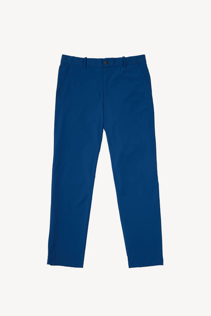 Blue golf trousers on a white background