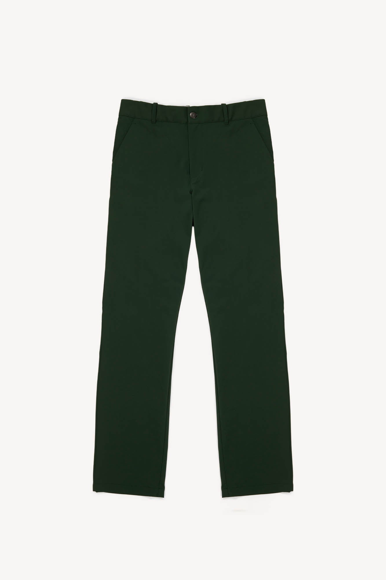 Dark green golf trouser pants on a white background