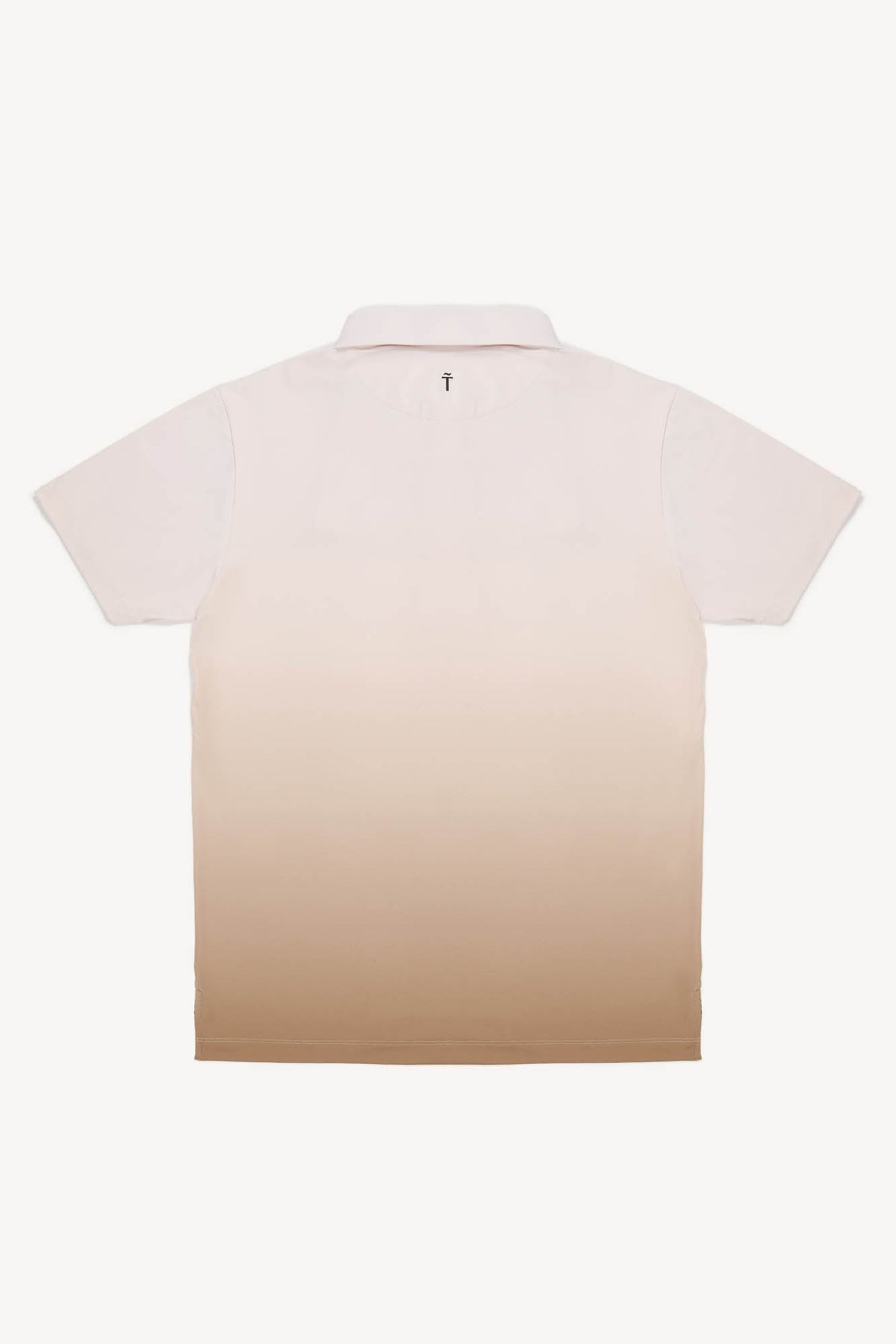 Gradient polo shirt from white to beige on a white background