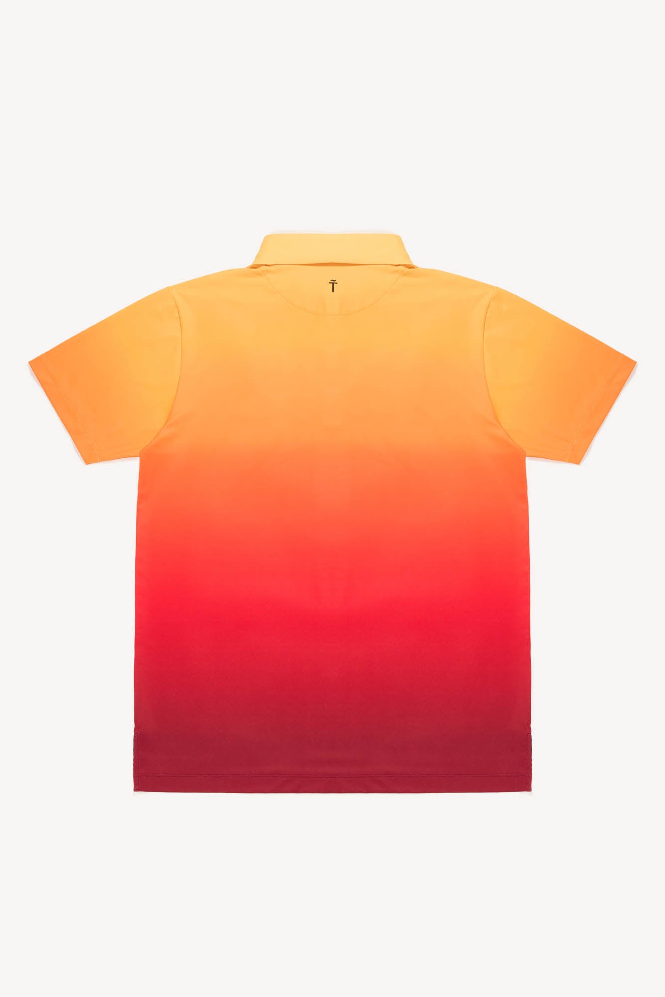 Orange to red gradient polo shirt on a white background